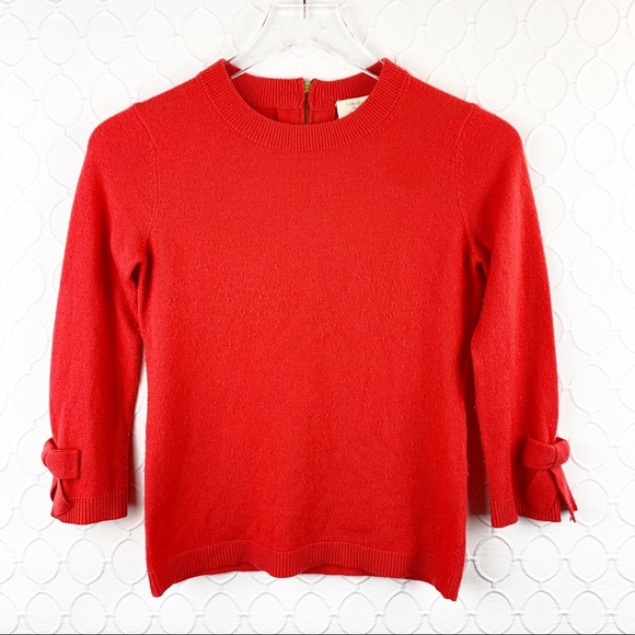 Kate Spade Arianna Red Bow Wool Cashmere Sweater XS - Picture 2 of 8